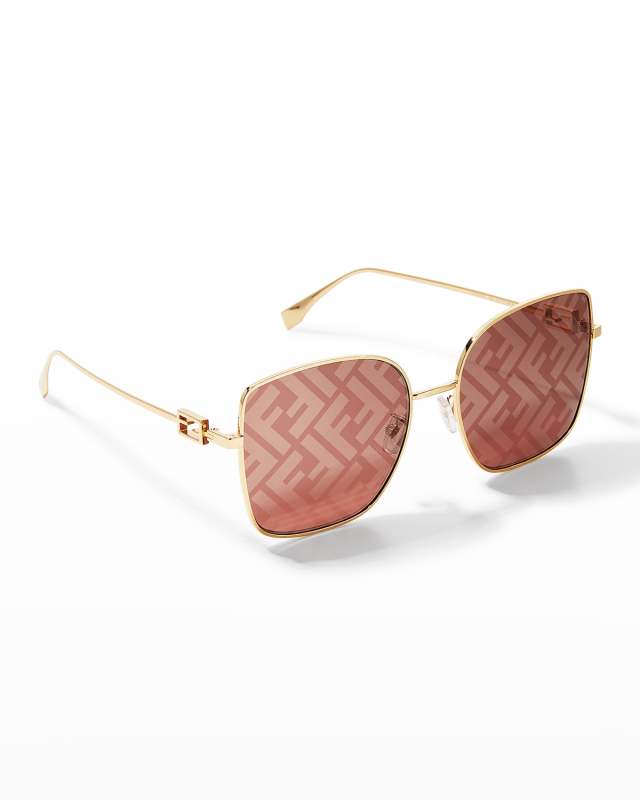 FF Monogram Logo Square Metal Sunglasses